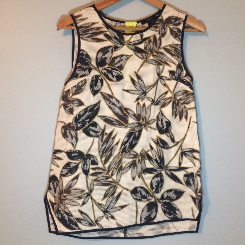Jcrew gold foil leaf print tank